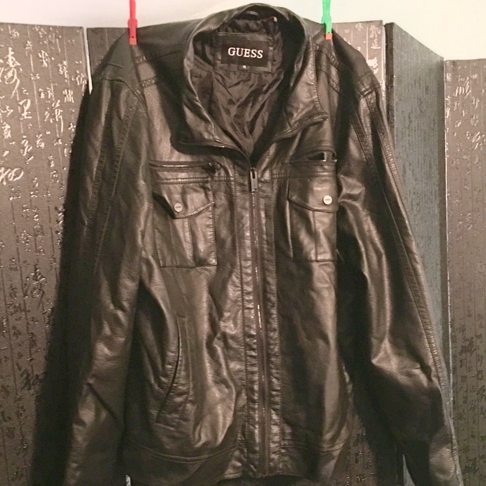 Guess Black Faux Leather Jacket